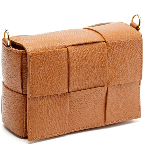 Elie Beaumont Tan Tile Leather Crossbody Bag