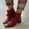 Hispanitas Red Leather Lace Up Boots