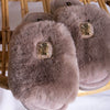 Fifi Taupe Fluffy Brooch Slippers