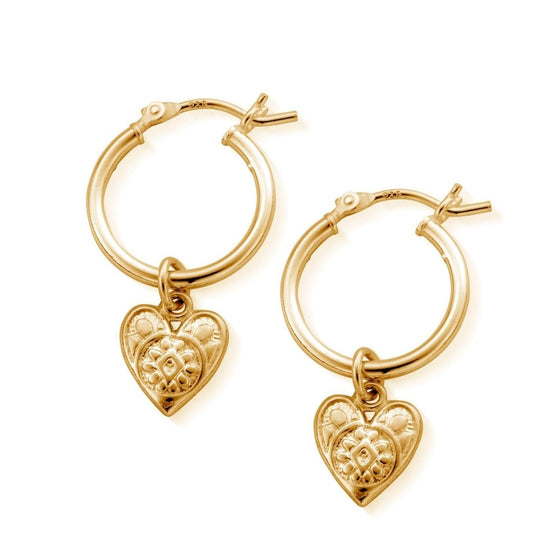 ChloBo Patterned Heart Hoop Earrings - Gold