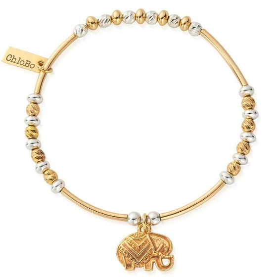 ChloBo Decorated Elephant Bracelet - Gold & Silver