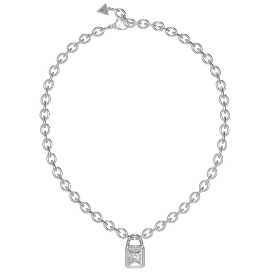 Guess Chunky Link Padlock Silver Necklace