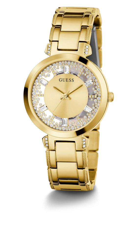 Guess Clear Crystal Gold Watch