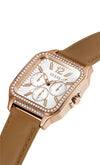 Guess Deco Rose Gold & Tan Leather Watch