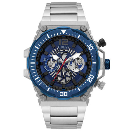 Guess Gents Exposure Silver & Blue Watch