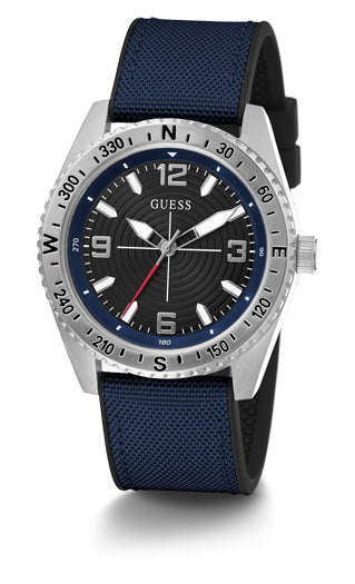 Guess Gents North Silver & Black Watch