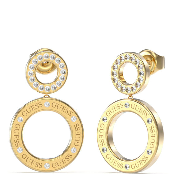 Guess Gold Circle Lights Drop Earrings