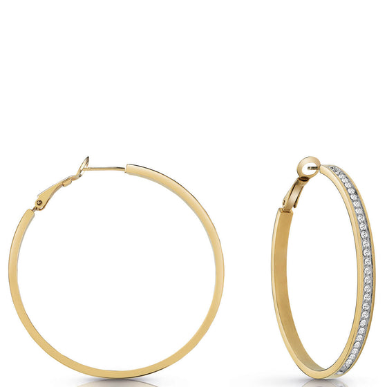 Guess Gold Crystal Hoop Earrings