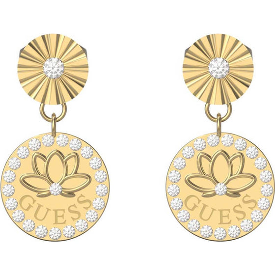 Guess Gold Lotus Drop Earrings