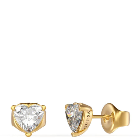 Guess Gold Party Heart Crystal Stud Earrings