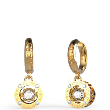 Guess Gold Solitaire Drop Hoop Earrings