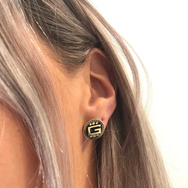 Guess Gold Solitaire Logo Earrings