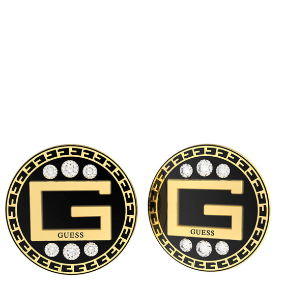 Guess Gold Solitaire Logo Earrings
