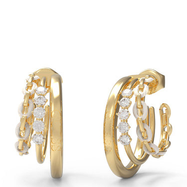 Guess Gold & White Hoops Don't Lie Hoop Earrings
