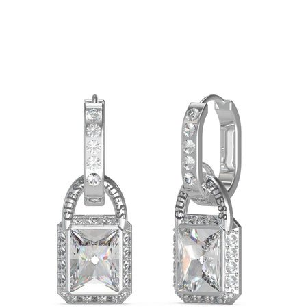 Guess Padlock Silver Drop Earrings