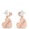 Guess Rose Gold Heart To Heart Drop Earrings