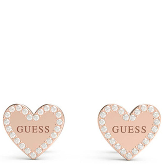 Guess Rose Gold Heart To Heart Stud Earrings