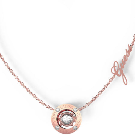 Guess Rose Gold Solitaire Crystal Necklace