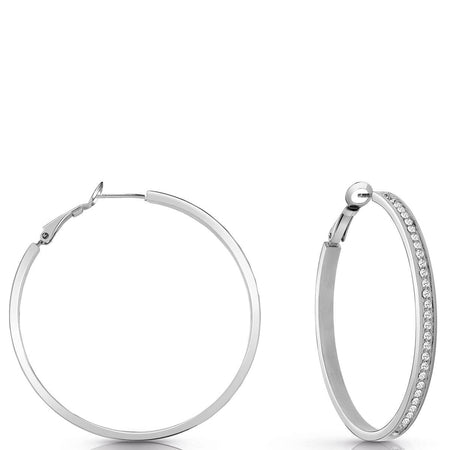 Guess Silver Crystal Hoop Earrings