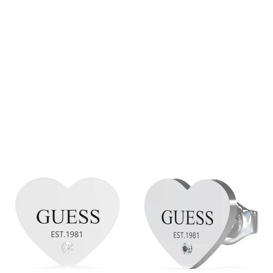 Guess Silver Party Heart Stud Earrings