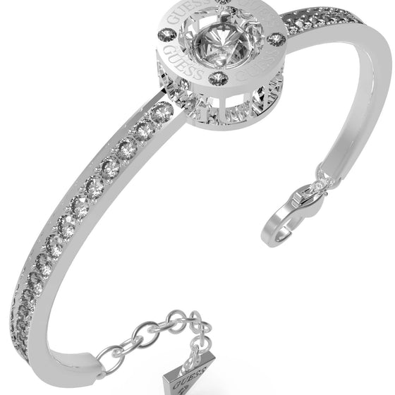 Guess Silver Solitaire Crystal Bangle