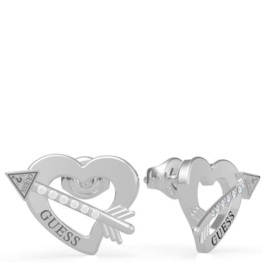 Guess Across My Heart Silver Stud Earrings