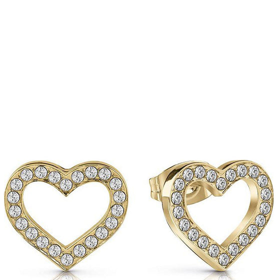 Guess Heart Frame Gold Earrings