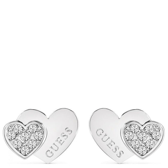 Guess Me & You Silver Stud Earrings