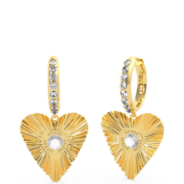 Guess Plisse Pleated Drop Gold Earrings UBE70260