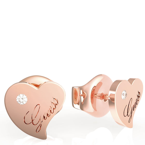 Guess Queen Of Heart Rose Gold Stud Earrings