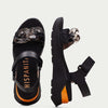 Hispanitas Black Leather Curb Chain Sandals