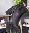 Hispanitas Black Patent Block Heel Boots