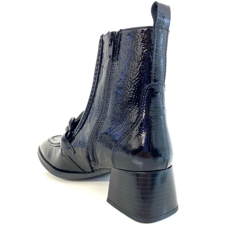 Hispanitas Black Patent Leather Block Heel Boots