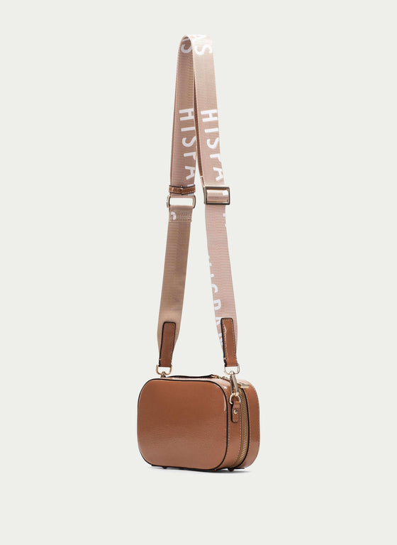 Hispanitas Embossed Leather Crossbody Camera Bag - Caramel