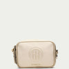 Hispanitas Gold Leather Camera Crossbody Bag