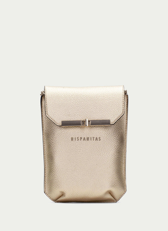 Hispanitas Gold Leather Mini Phone Bag