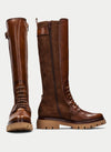 Hispanitas Long Length Lace Up Tan Leather Boots