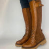 Hispanitas Long Length Lace Up Tan Leather Boots