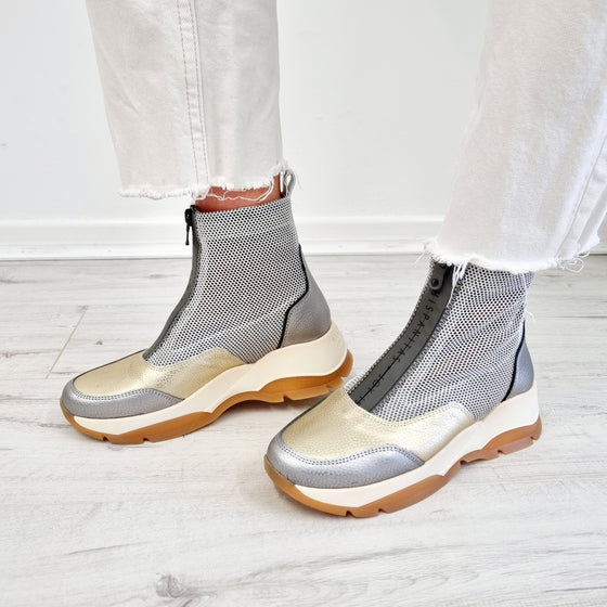 Hispanitas Metallic Leather Sneaker Boots
