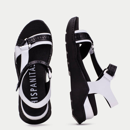 Hispanitas Monochrome Leather Sporty Sandals
