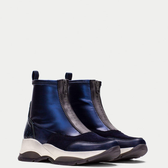 Hispanitas Navy Leather Sneaker Boots