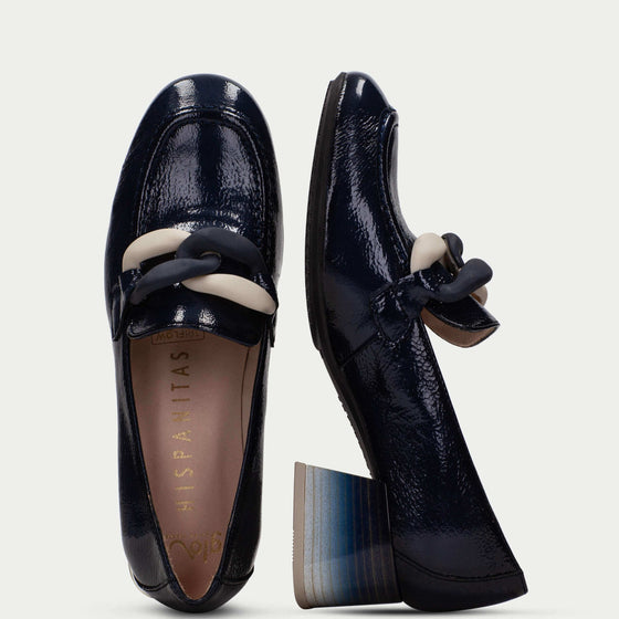 Hispanitas Navy Patent Leather Slip On Shoes