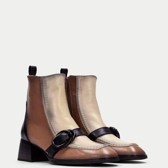 Hispanitas Neutral Leather Block Heel Boots