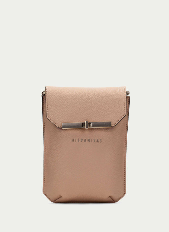 Hispanitas Nude Leather Mini Phone Bag