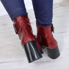 Hispanitas Red Patent Block Heel Boots