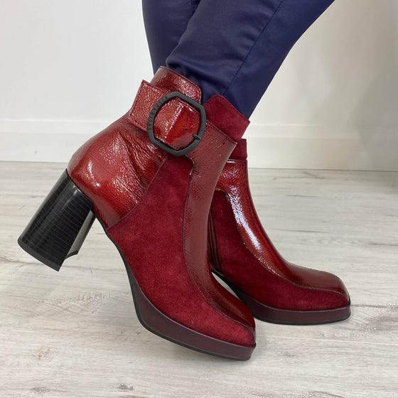 Hispanitas Red Patent Block Heel Boots