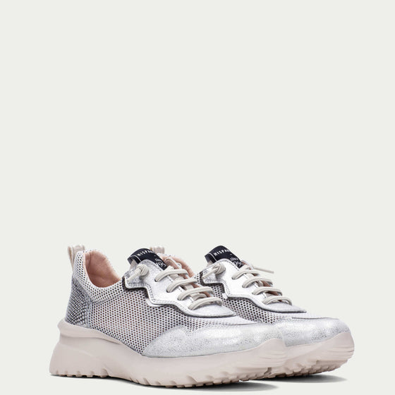 Hispanitas Silver Leather Mesh Sneakers