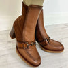 Hispanitas Tan Leather Block Heel Boots