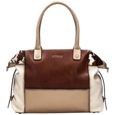 Hispanitas Tan Leather & Cowhide Shopper Bag
