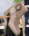 Hispanitas Taupe Patent Block Heel Boots